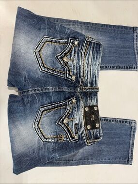Miss Me Blue Distressed Ankle Jeans with Contrast Stitching